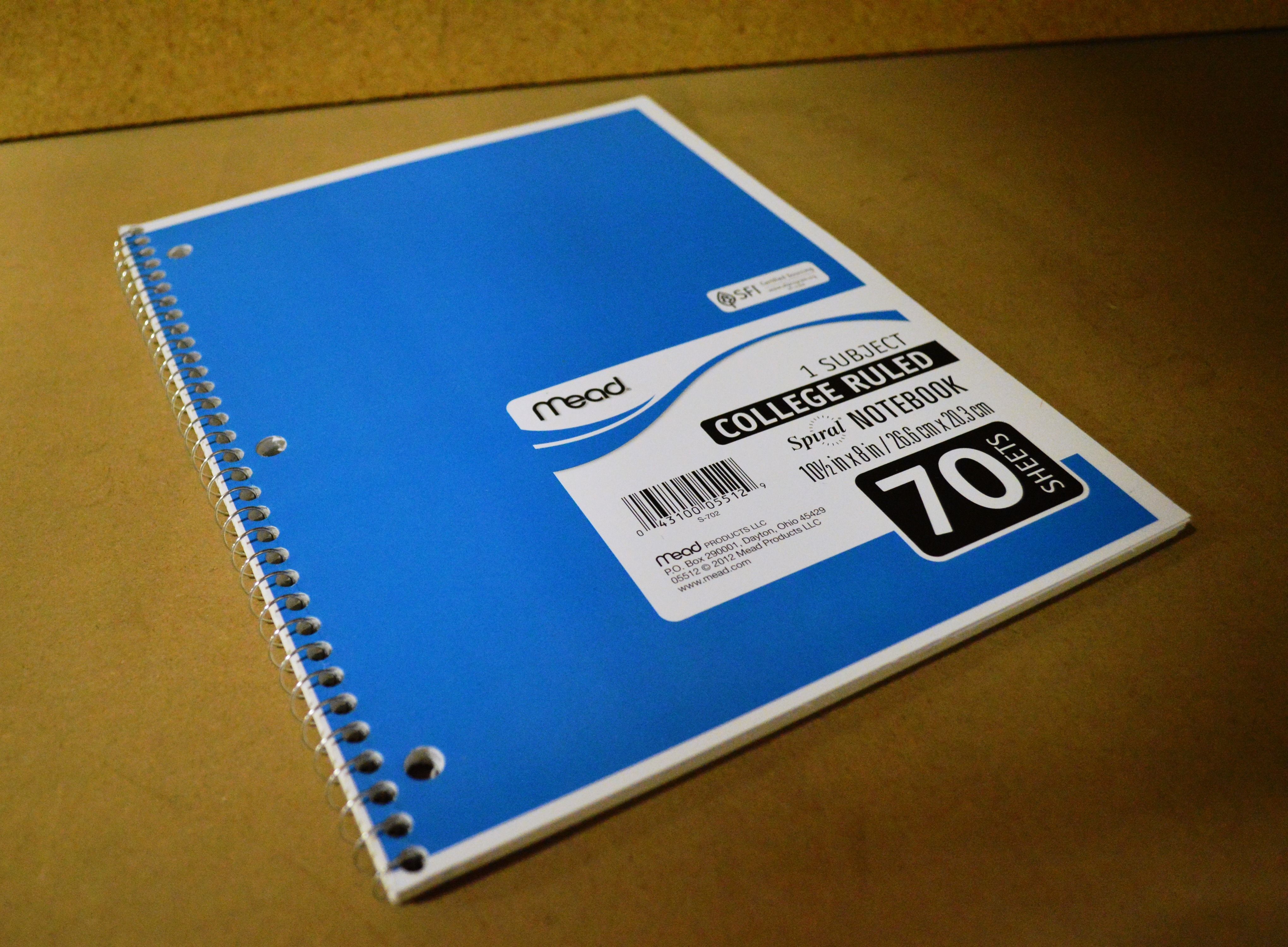 Notebook, Spiral Bound 1 Subject