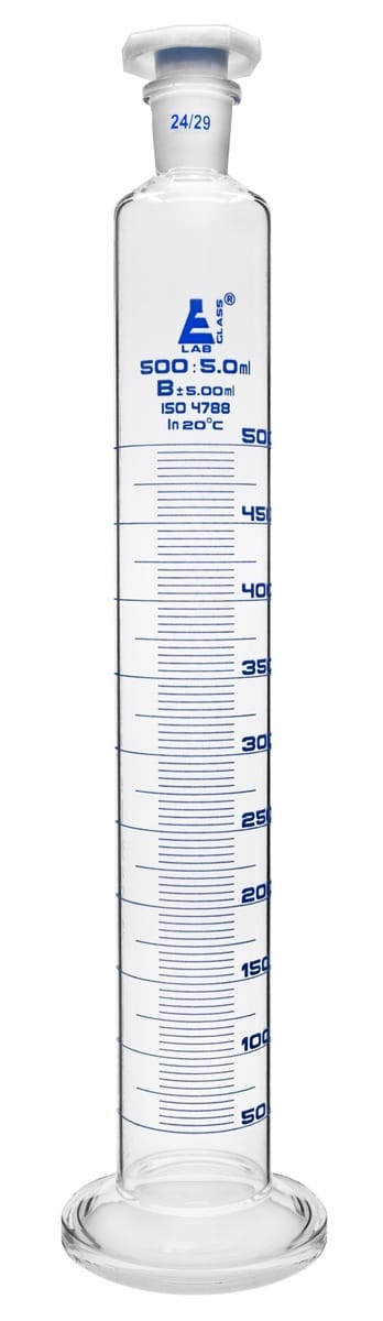 Eisco Glass Graduated Cylinders with Stopper and Round Base