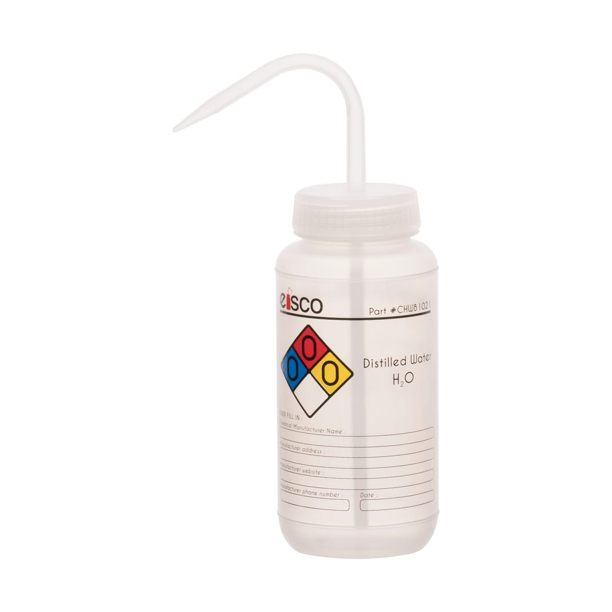 Performance Plastic Chemical Wash Bottles, 500 ml, 4 Color Label