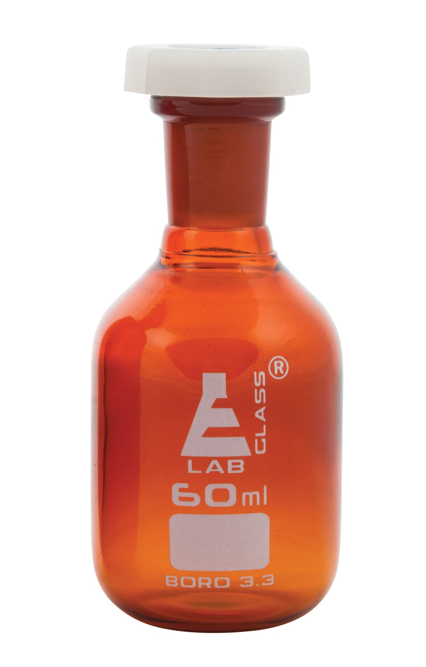 Eisco LabGlass® Reagent Bottles with Polypropylene Stopper, Amber, Narrow Mouth