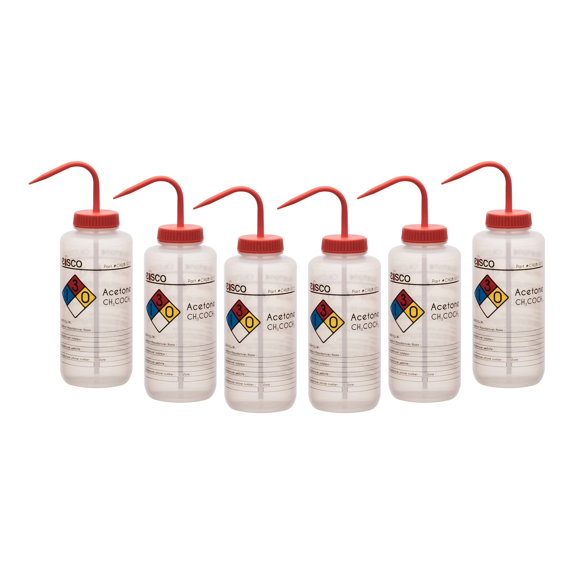 Performance Plastic Chemical Wash Bottles, 1000 ml, 4 Color Label