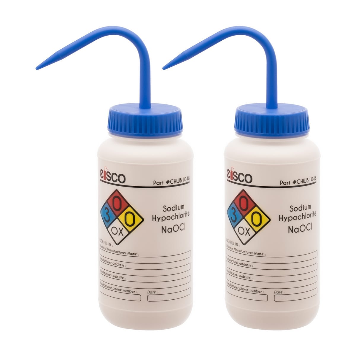 Performance Plastic Chemical Wash Bottles, 500 ml, 4 Color Label