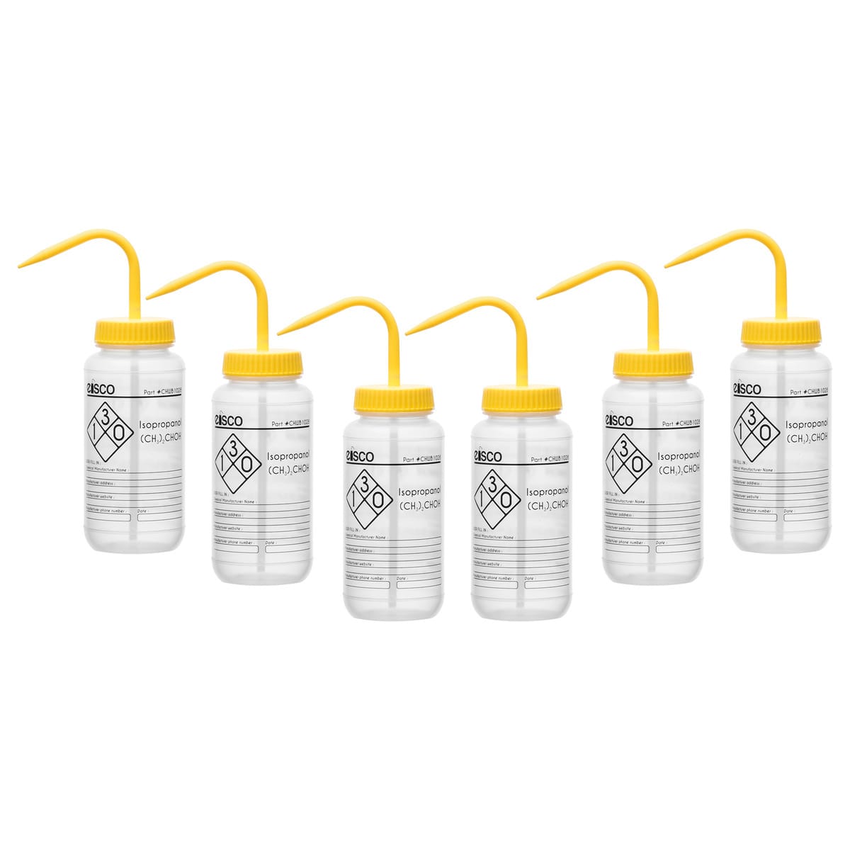 Performance Plastic Chemical Wash Bottles, 500 ml, 1 Color Label, Eisco Scientific