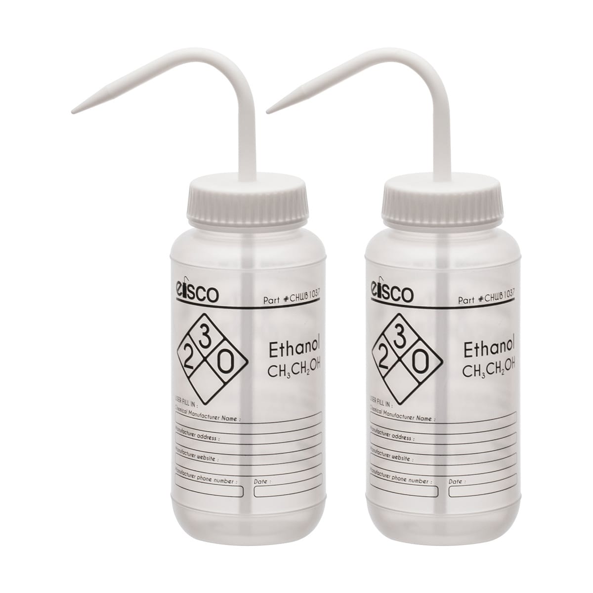 Performance Plastic Chemical Wash Bottles, 500 ml, 1 Color Label, Eisco Scientific