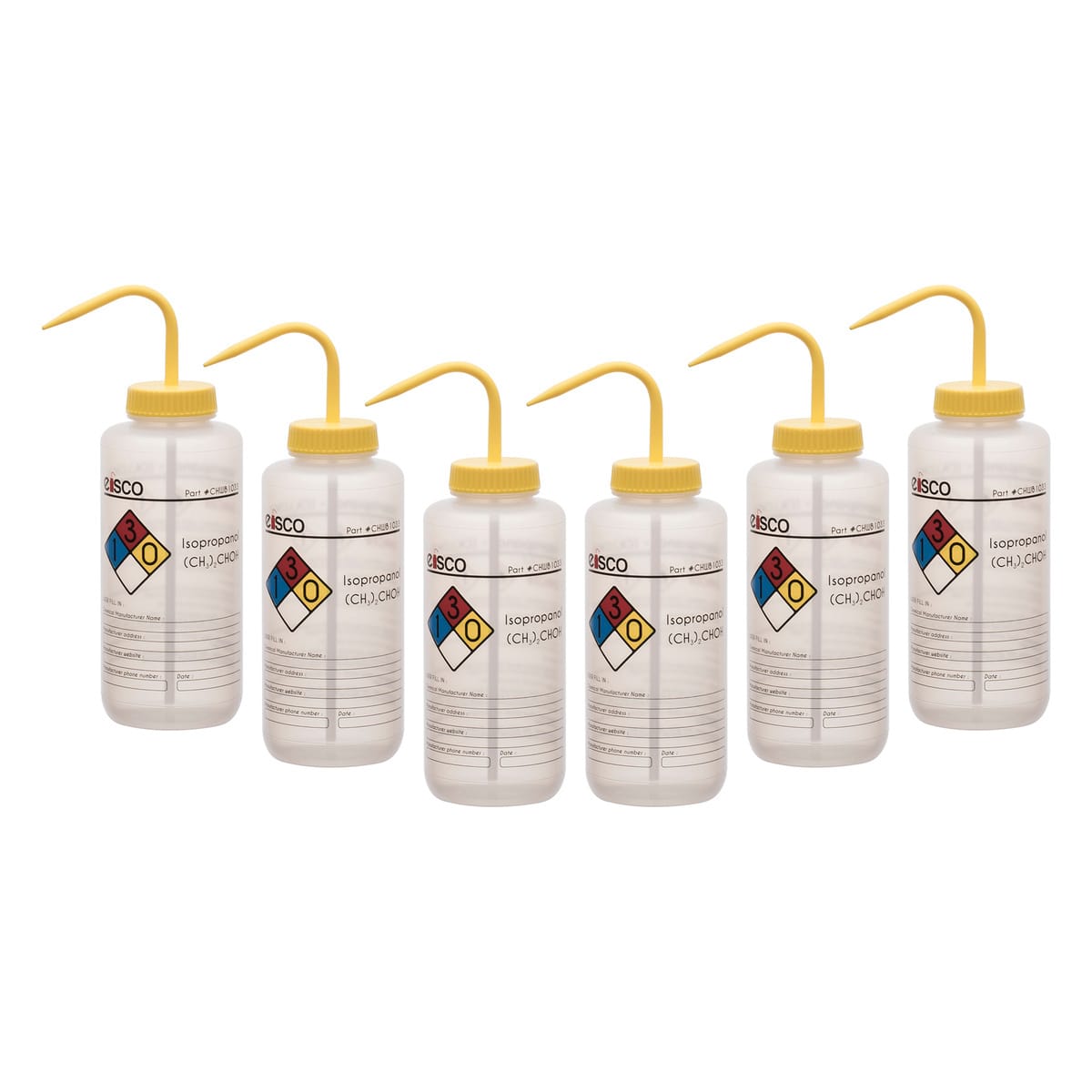 Performance Plastic Chemical Wash Bottles, 1000 ml, 4 Color Label