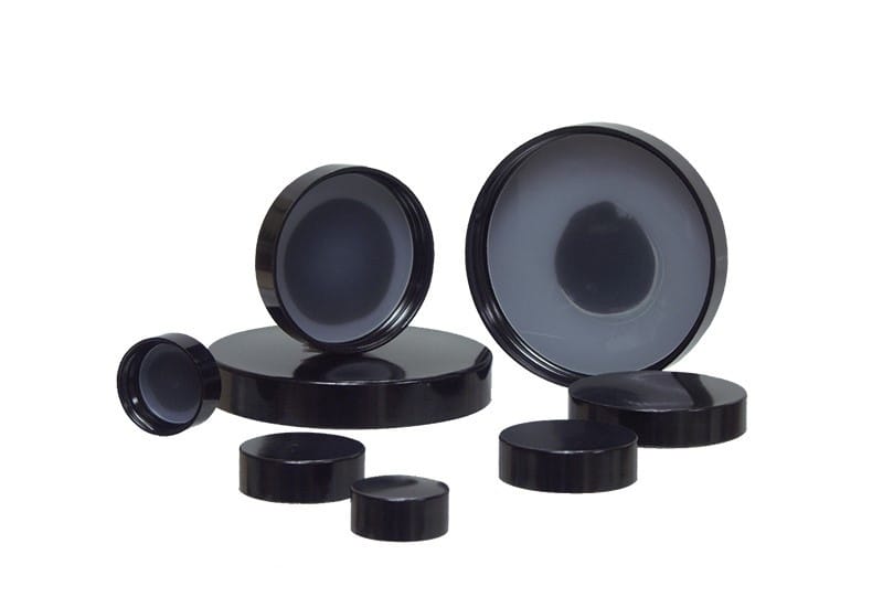 Black Phenolic Screw Caps, Polyethylene Liner, Qorpak®