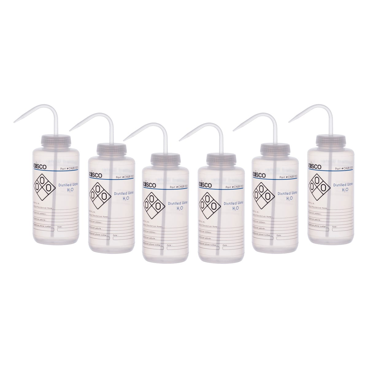 Performance Plastic Chemical Wash Bottles, 1000 ml, 2 Color Label, Eisco Scientific