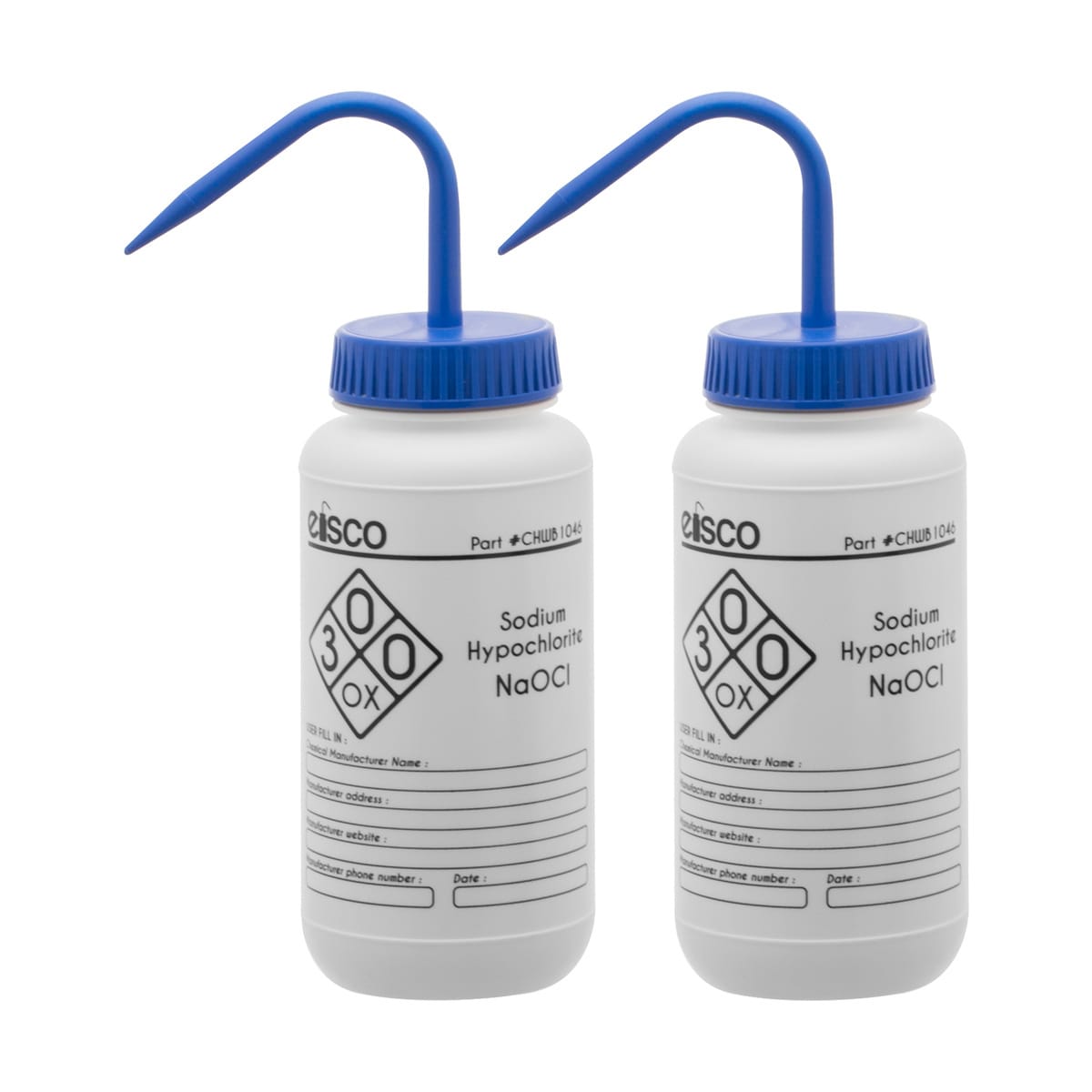 Performance Plastic Chemical Wash Bottles, 500 ml, 1 Color Label, Eisco Scientific