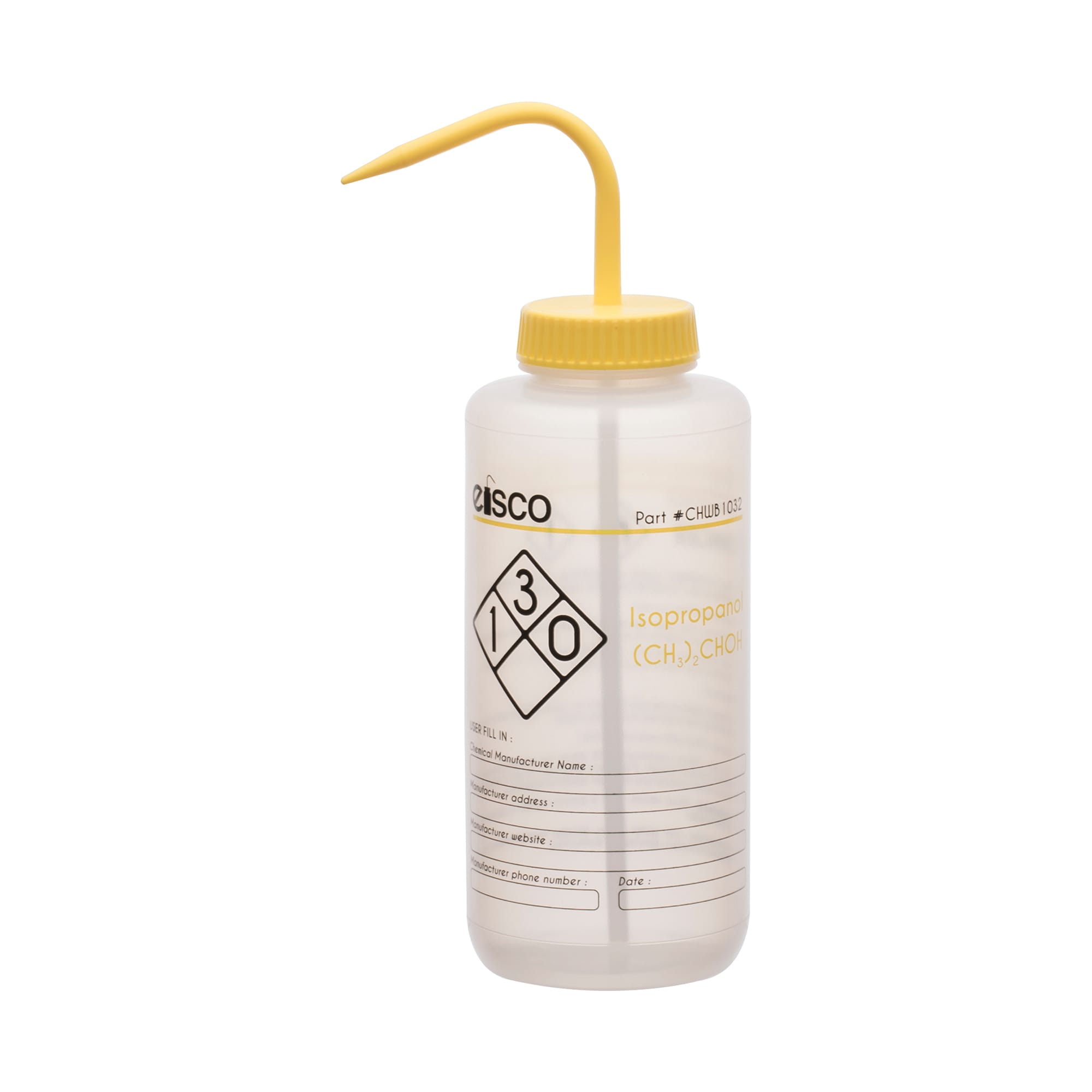 Performance Plastic Chemical Wash Bottles, 1000 ml, 2 Color Label, Eisco Scientific