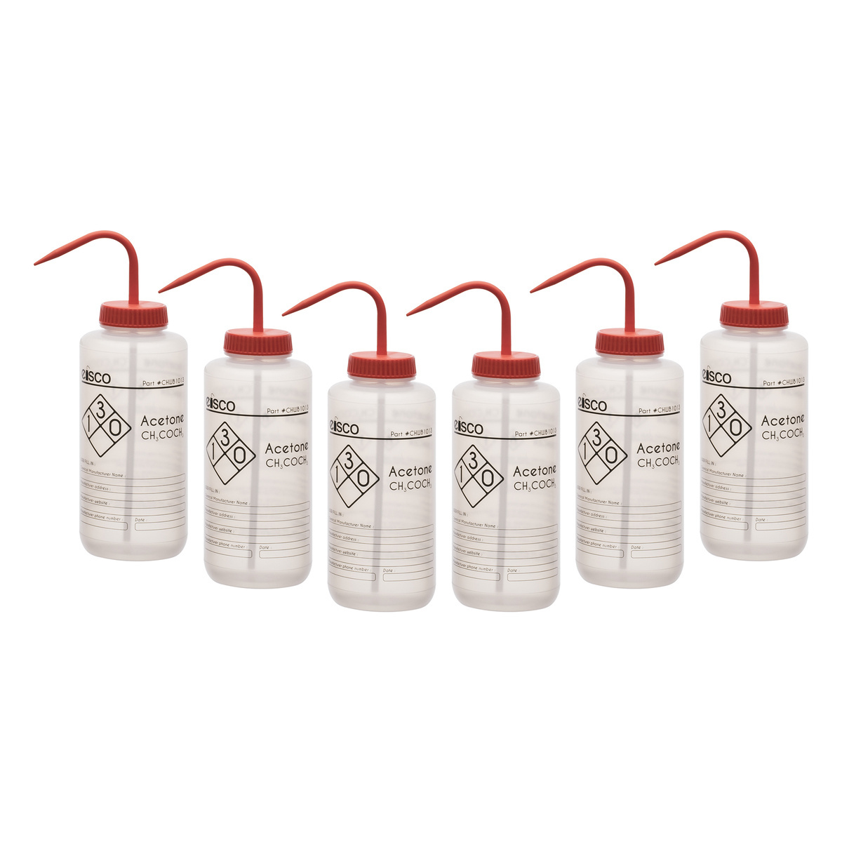 Performance Plastic Chemical Wash Bottles, 1000 ml, 1 Color Label, Eisco Scientific