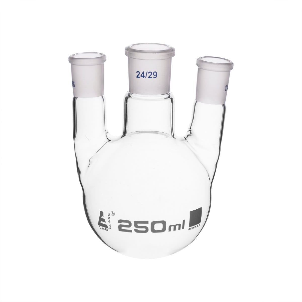 Eisco LabGlass® Distilling Flasks with 3 Parallel Necks, Round Bottom, Interchangable Joints