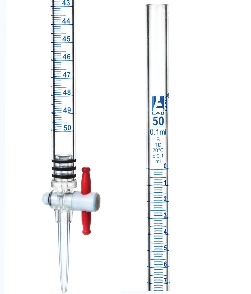 Eisco Acrylic Burettes with PTFE Key Stopcock, Class B