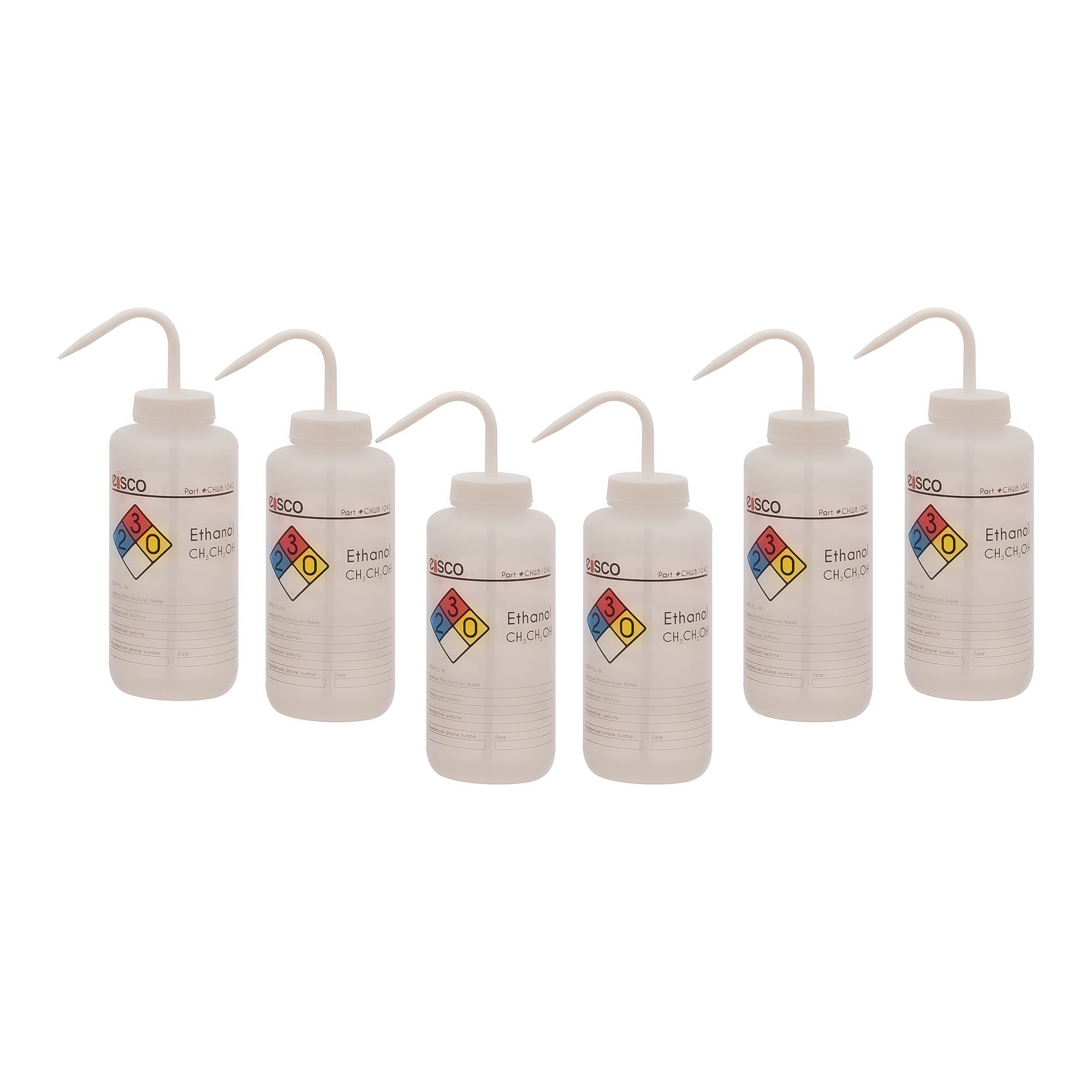 Performance Plastic Chemical Wash Bottles, 1000 ml, 4 Color Label