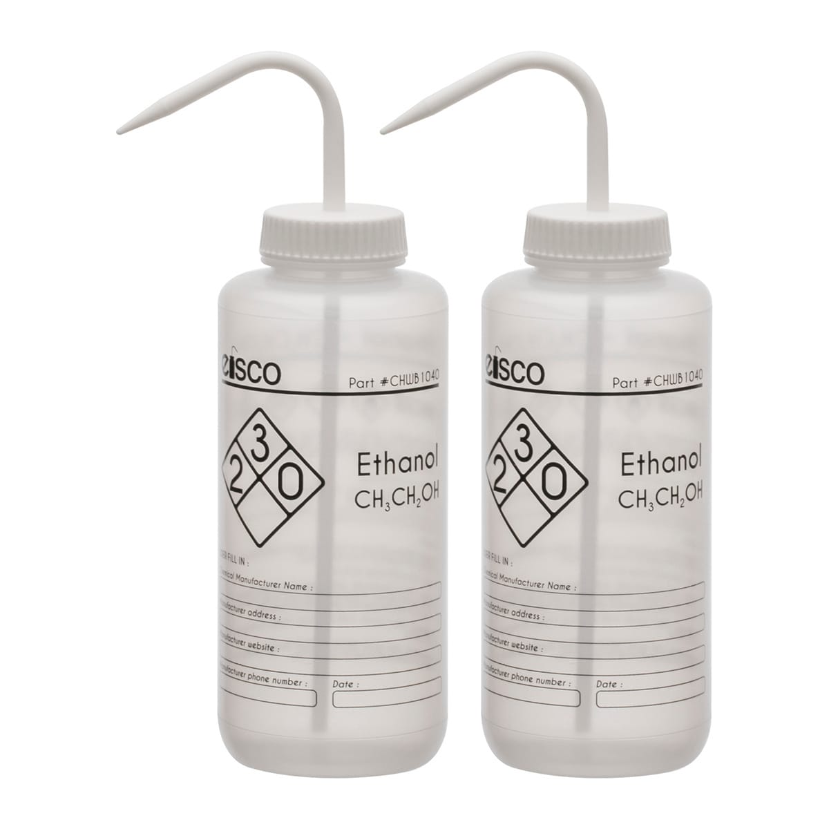 Performance Plastic Chemical Wash Bottles, 1000 ml, 1 Color Label, Eisco Scientific