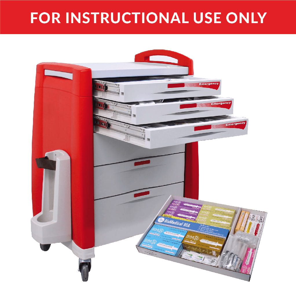 SimLabSolutions Emergency Crash Cart, 6 Drawer, Loaded