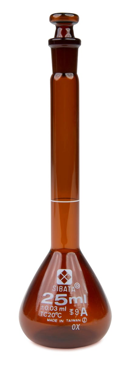 Vee Gee Volumetric Flasks with Glass Stoppers, Amber