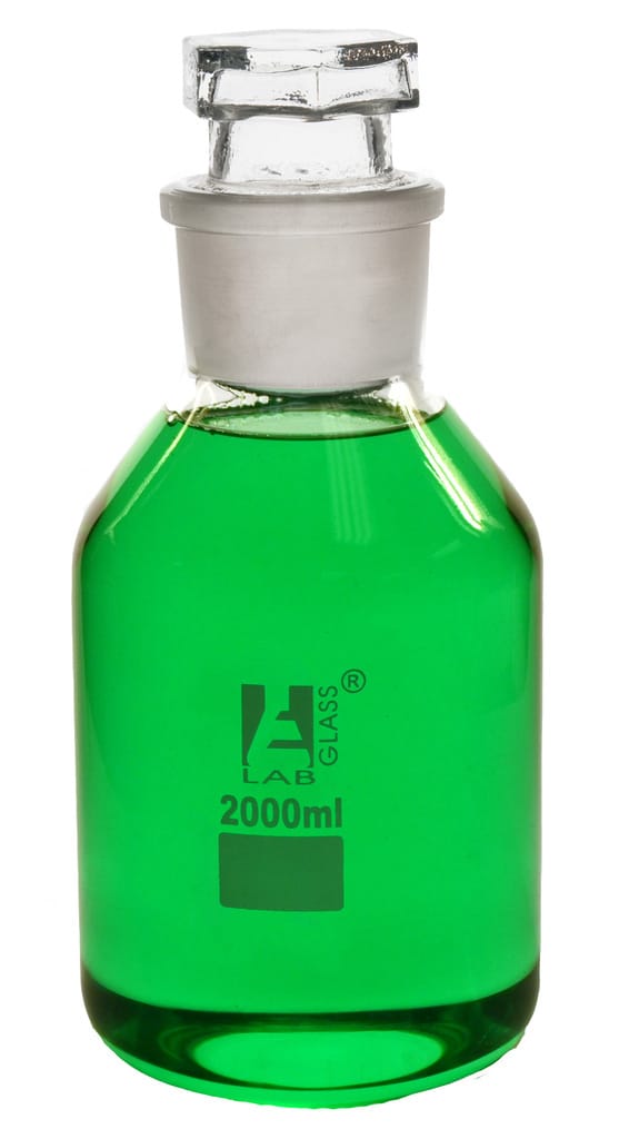 Eisco LabGlass® Reagent Bottles with Hexagonal Glass Stopper, Wide Mouth