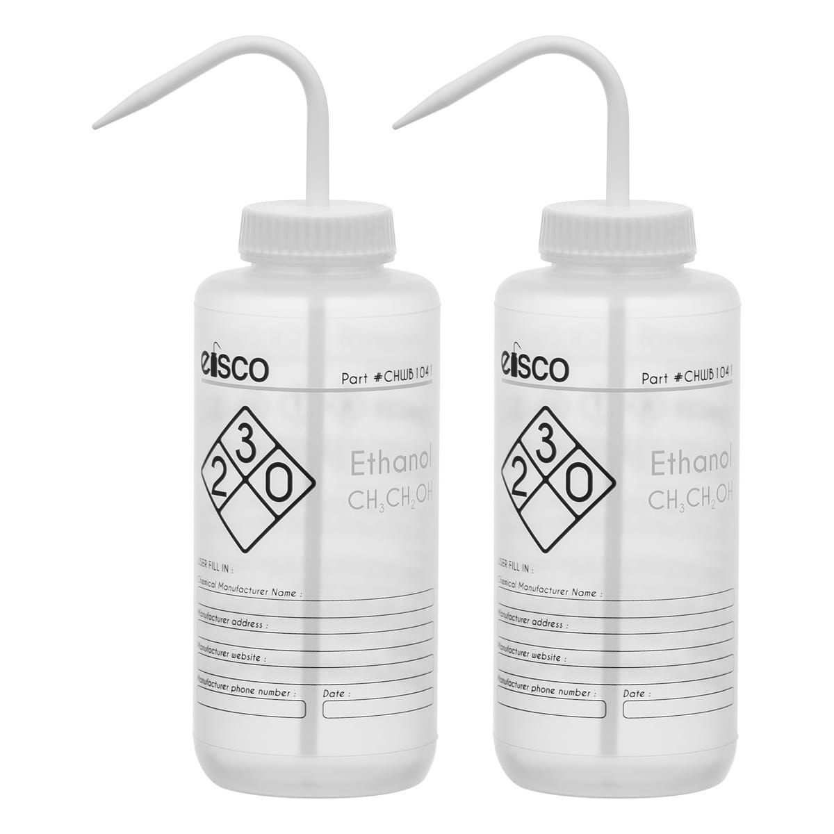 Performance Plastic Chemical Wash Bottles, 1000 ml, 2 Color Label, Eisco Scientific