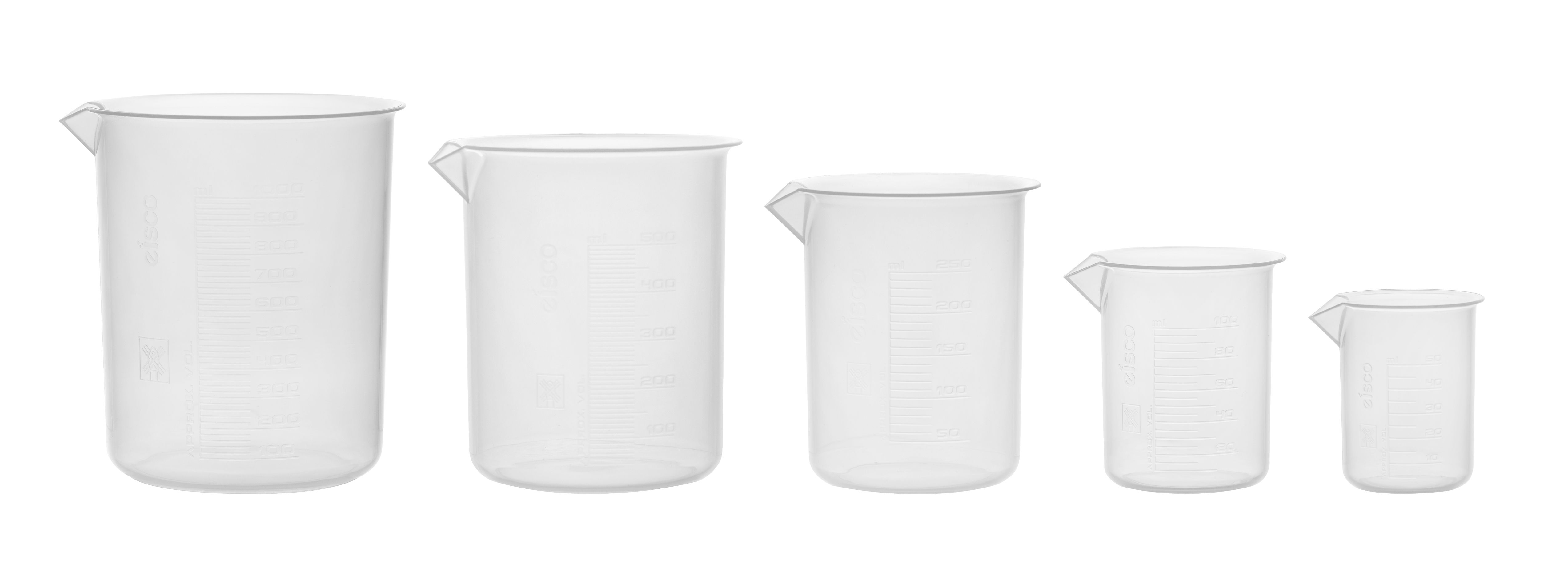 Eisco 5-Piece Plastic Graduated Beaker Set