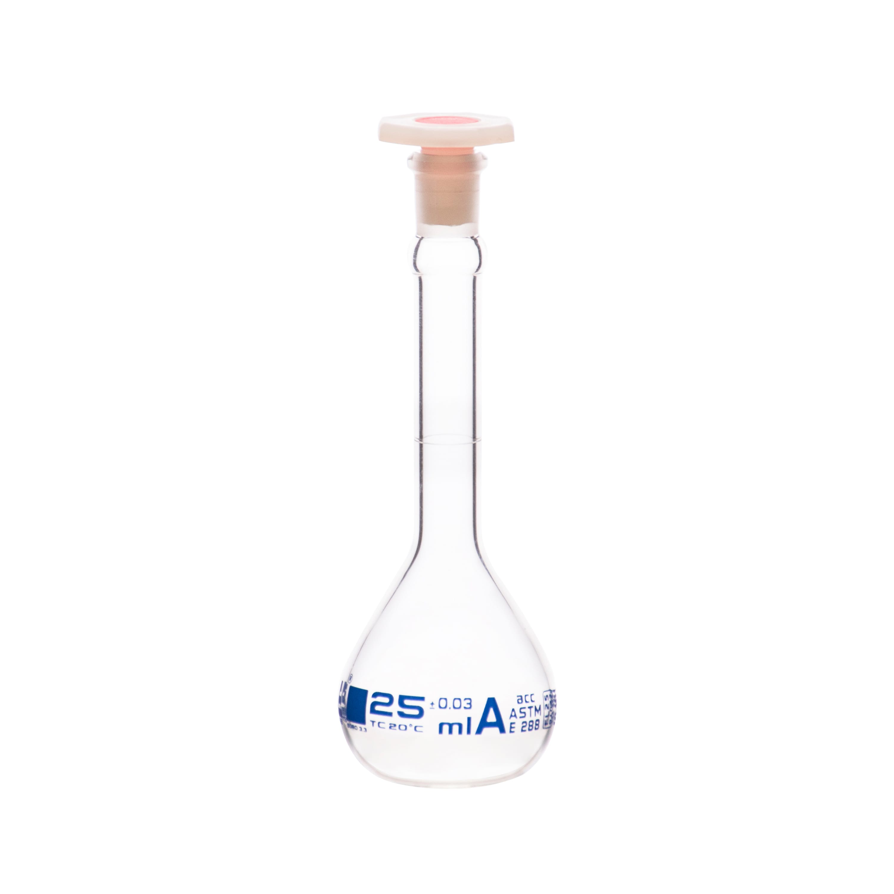 Eisco Glass Volumetric Flasks with Plastic Stopper, ASTM Class A