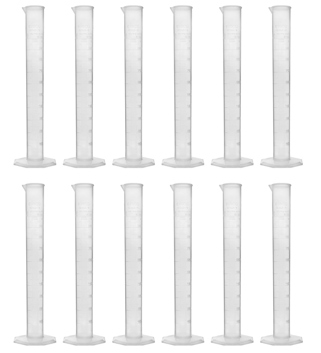 Eisco Polypropylene Graduated Cylinders with Hexogonal Base, Class B