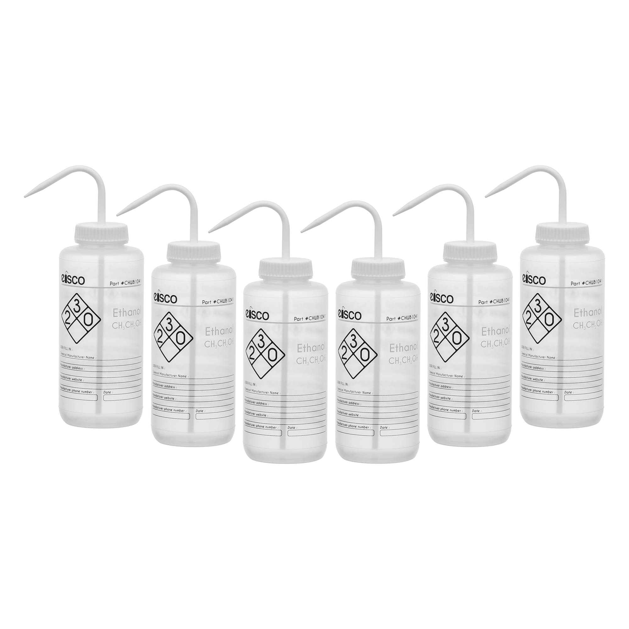 Performance Plastic Chemical Wash Bottles, 1000 ml, 2 Color Label, Eisco Scientific