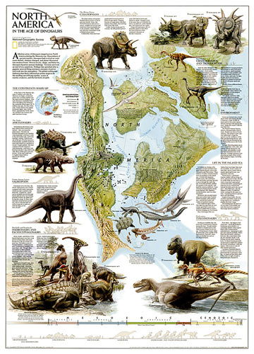 National Geographic® Dinosaurs of North America Map and Poster