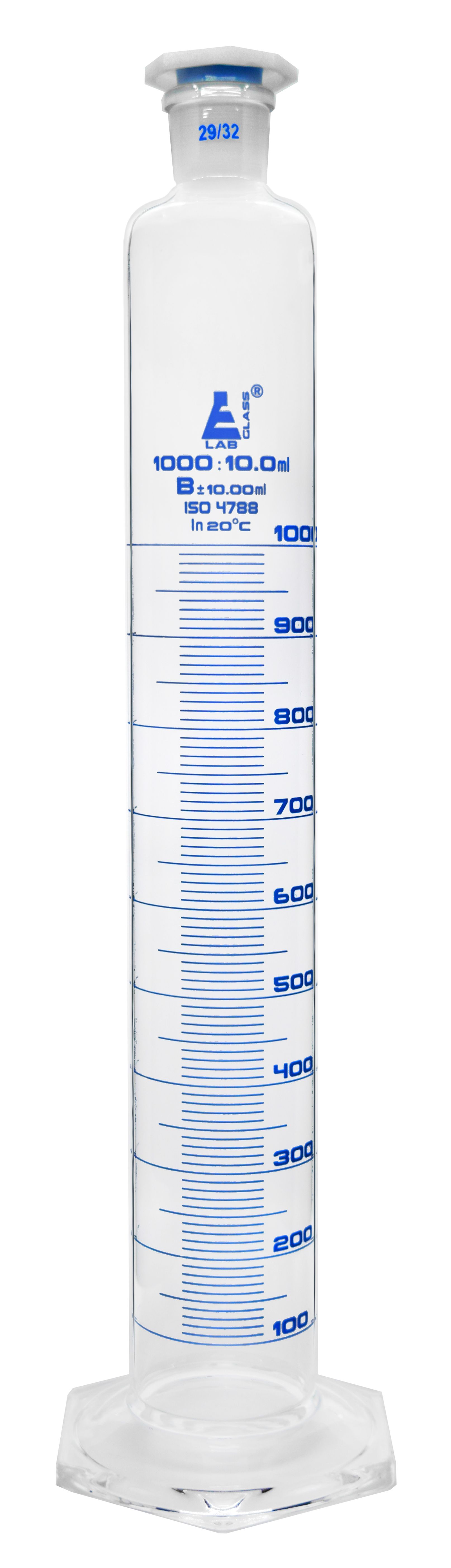 Eisco Glass Graduated Cylinders with Stopper and Round Base