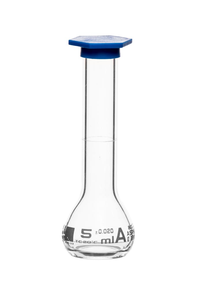 Eisco Glass Volumetric Flasks with Snap Cap, ASTM Class A