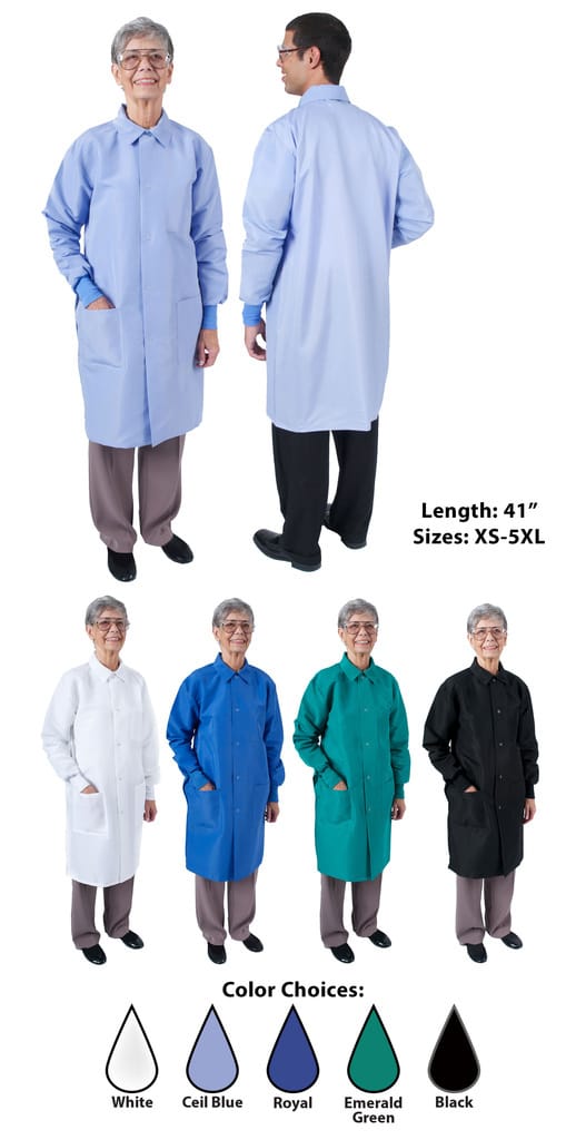 DenLine Protection Plus® Unisex 41" (104 cm) Lab Coats, Fluid-Resistant with Cleanroom Performance®