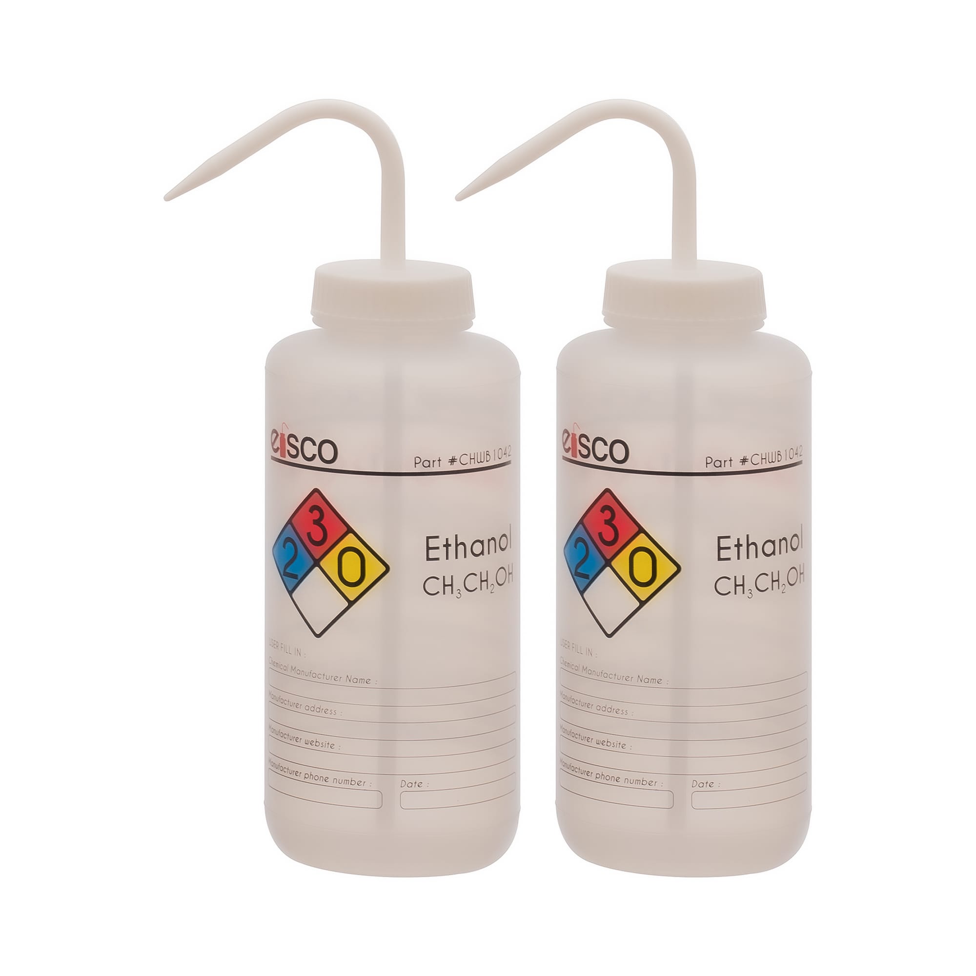 Performance Plastic Chemical Wash Bottles, 1000 ml, 4 Color Label