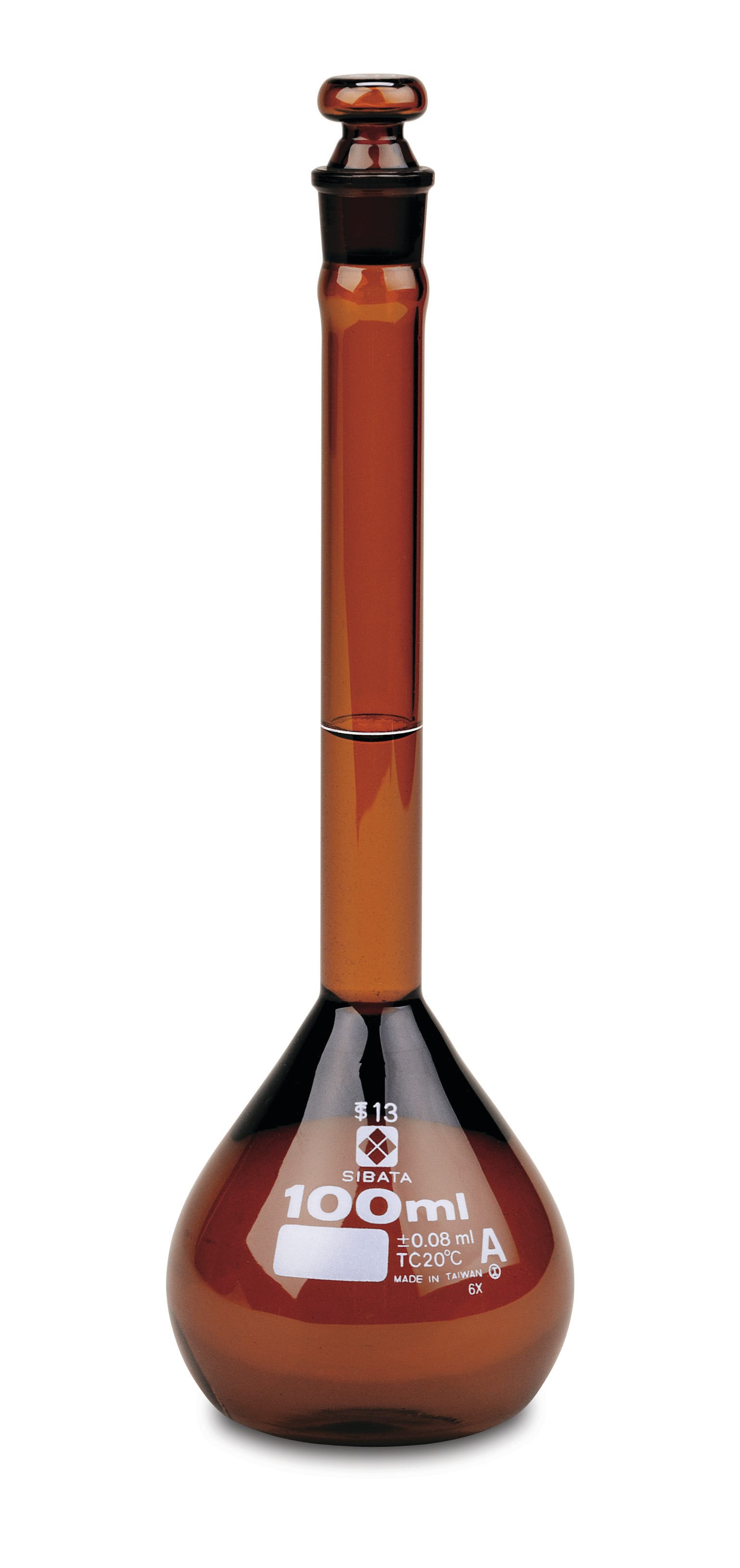 Vee Gee Volumetric Flasks with Glass Stoppers, Amber