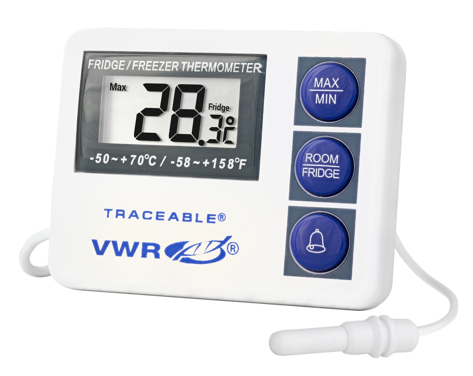 VWR® Digital Refrigerator and Freezer Thermometer, Waterproof, High/Low ...