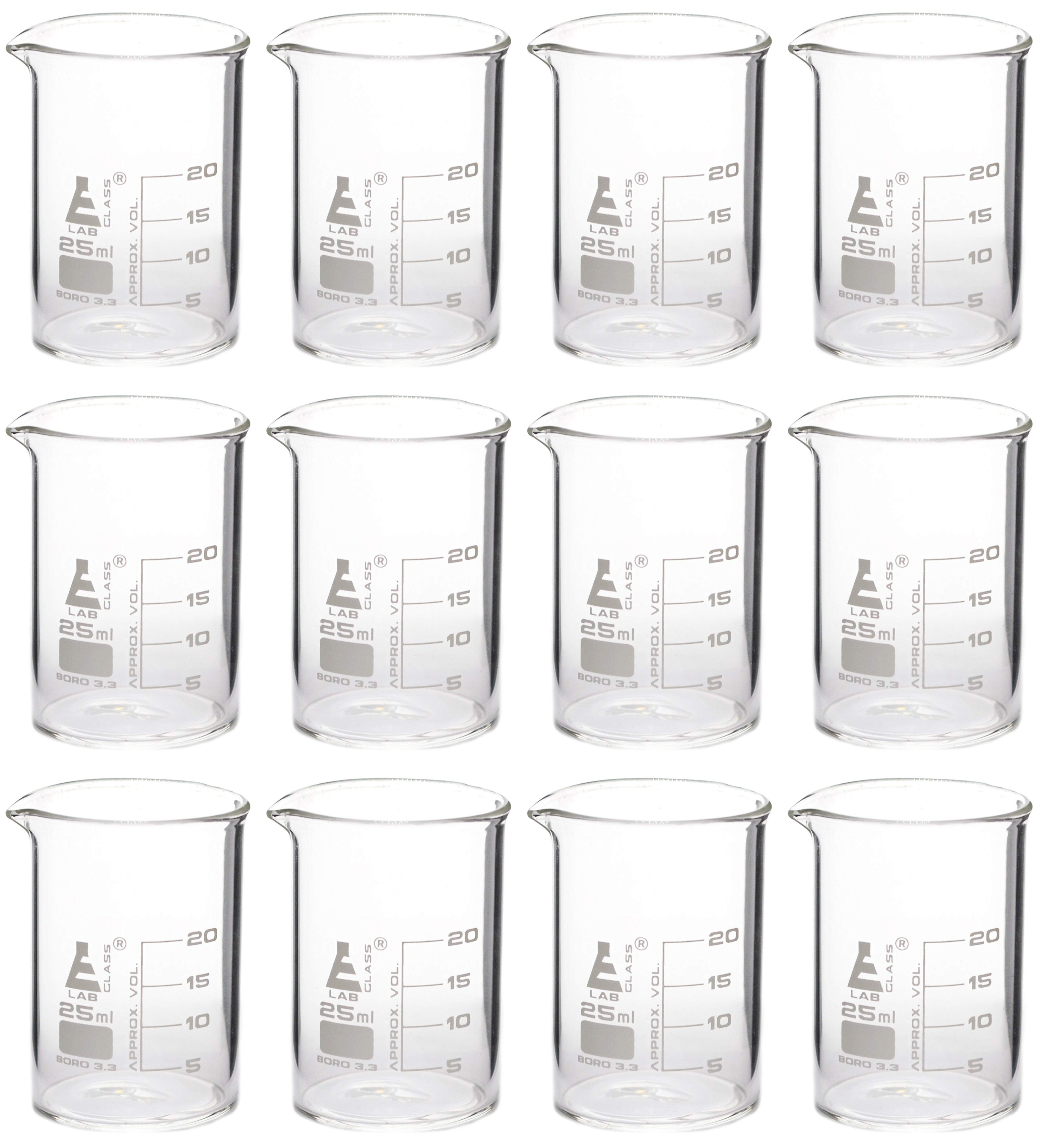 Griffin Style, Low Form Borosilicate Glass Beakers with Spout