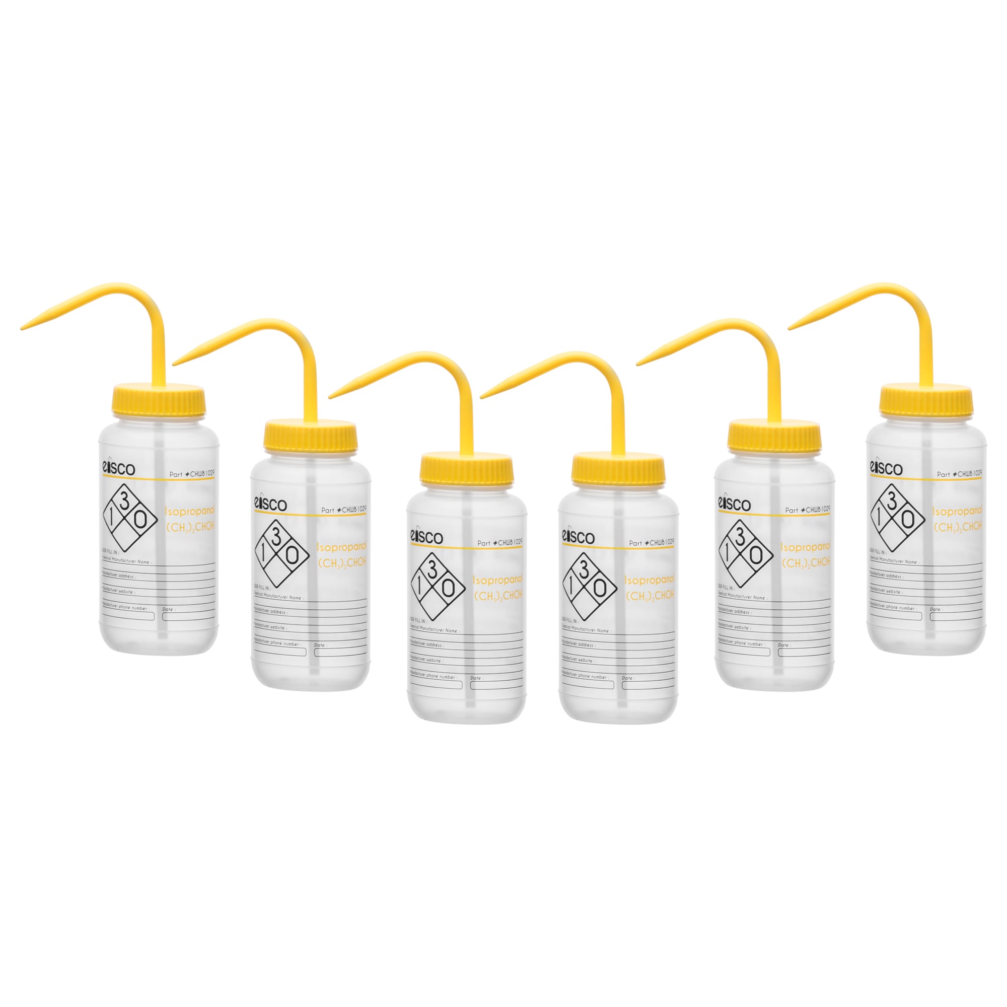 Performance Plastic Chemical Wash Bottles, 500 ml, 2 Color Label