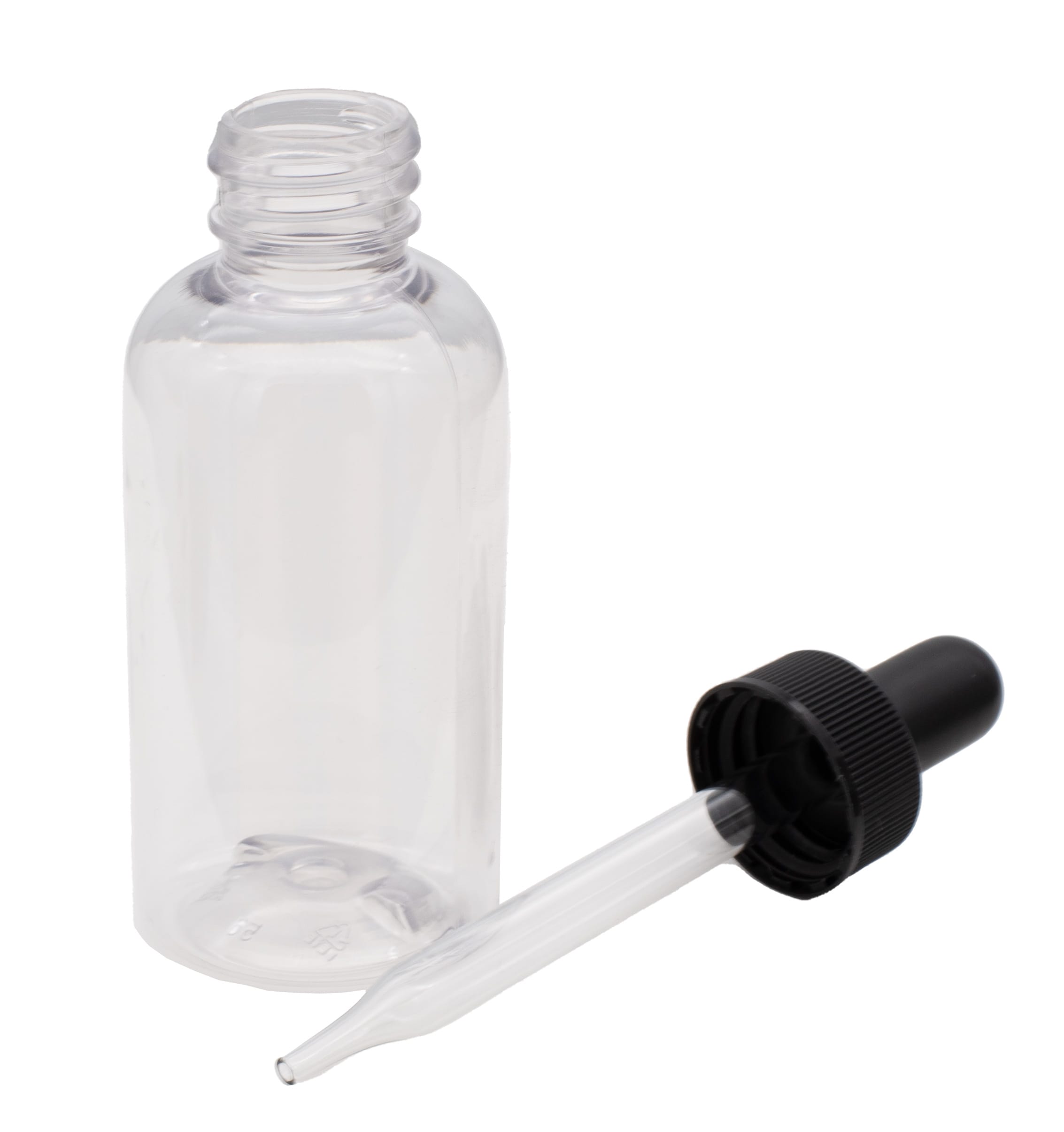 Clear Round Bottle with Dropper Assembly, PET