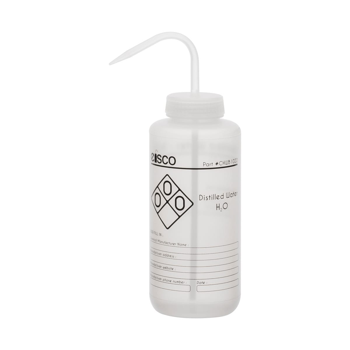 Performance Plastic Chemical Wash Bottles, 1000 ml, 1 Color Label, Eisco Scientific