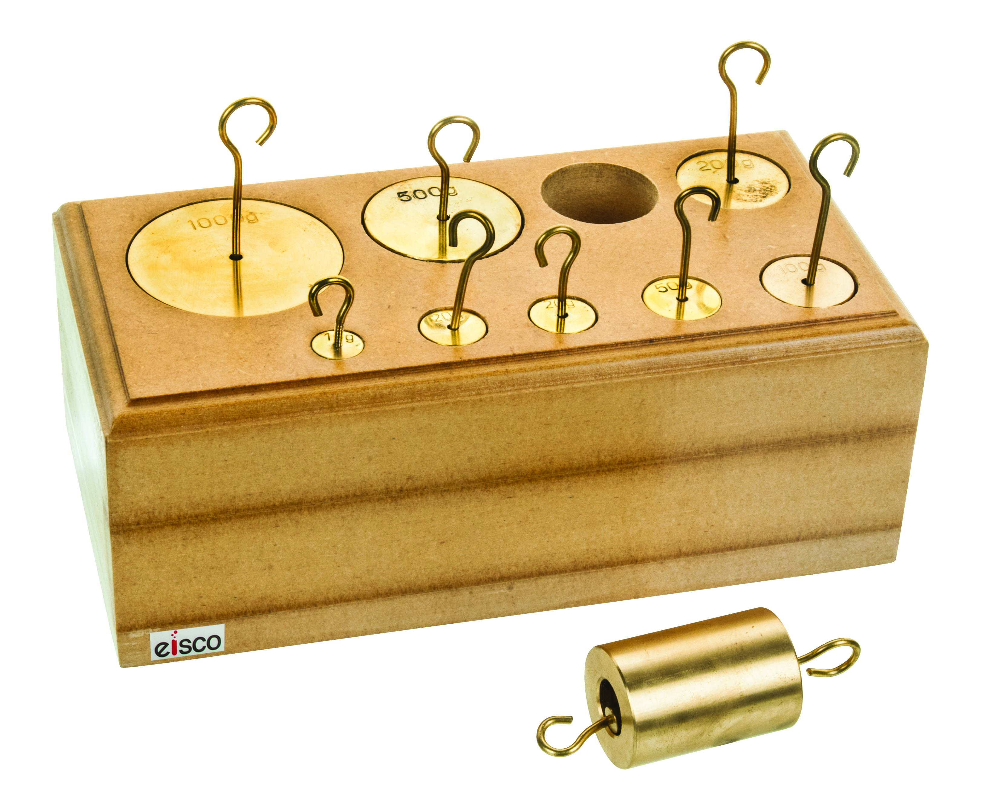 Eisco® Hooked Brass Weights, Set of 9
