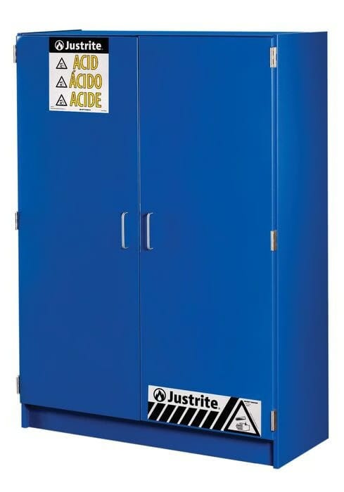 Justrite® Blue Corrosive Wood Laminate Cabinet