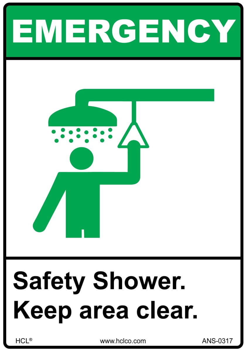 Safety Signs, 'Emergency - Safety Shower - Keep Area Clear' | VWR, part ...