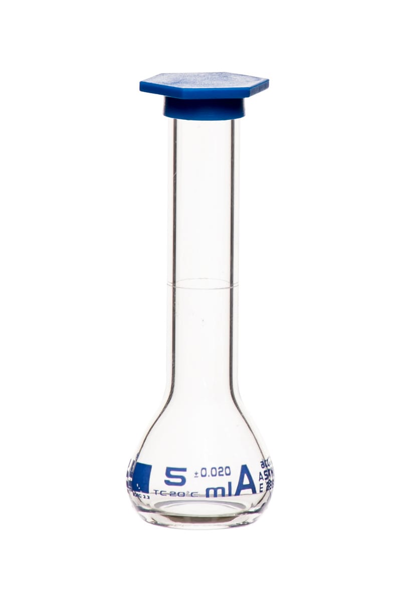 Eisco Glass Volumetric Flasks with Snap Cap, ASTM Class A