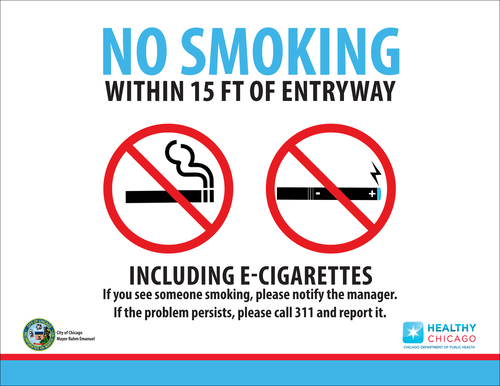 ZING Green Safety No Smoking E Cigarette Sign, Illinois