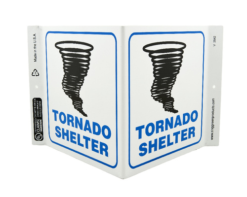 ZING Green Safety Eco Safety Projecting Sign, Tornado Shelter