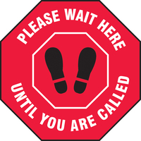 Social Distance Slip-Gard™ Floor Signs; Please Wait Here Until Called (Octagon), Accuform®