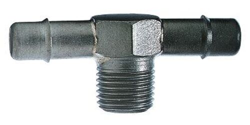 Masterflex® Fitting, 316 Stainless Steel, Tee, Hose Barb to Threaded Adapter, 3/16" ID x 3/16" ID x 1/16" NPT(M)
