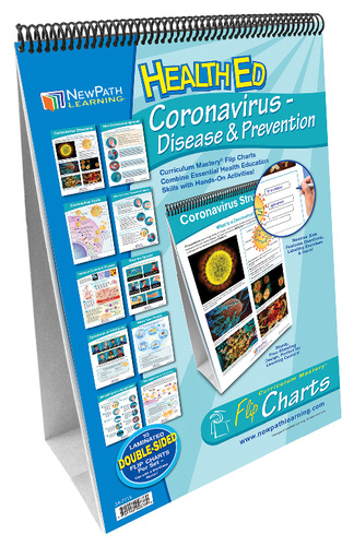 Flip Chart Set, Coronavirus Disease & Prevention, 10 Double-Sided/Laminated Charts & Teacher Guide, Independent Student Instruction, Small Group, Interactive Presentations, Learning Centers, Classroom Reference, At-Home Learning, provide graphical instruction, along with Write-On/Wipe-Off activities