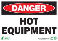 ZING Green Safety Eco Safety Sign, DANGER Hot Equipment
