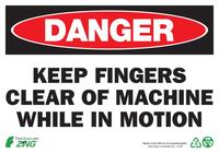ZING Green Safety Eco Safety Sign, DANGER Keep Fingers Clear