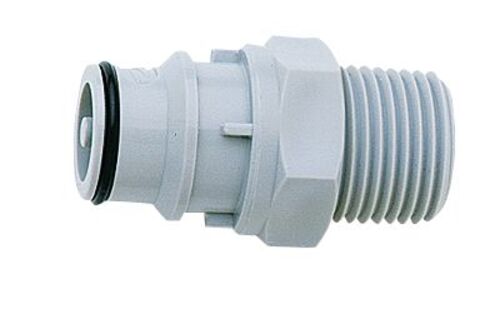 CPC (Colder) High-Flow Quick-Disconnect Fitting, Thread Insert, Polysulfone, Valved, 3/4 NPT(M)