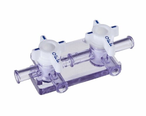 Masterflex® Fitting, Polycarbonate, Two Ports, Manifolds with Female Luer Locks, 180° Rotation, Non-Sterile; 10/PK